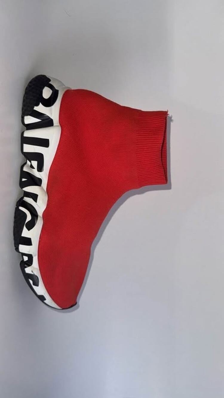 Balenciaga Speed LT Graffiti Sock Red Logo High Top Sneaker. Unisex. Size E41